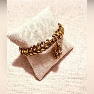 Vintage | Bracelet | Vintage Indian Kundan Tassel Bracelet | Gold Metal